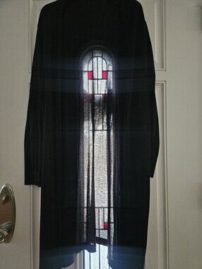 H&M Black Sheer Light Weight Open-Front Long Cardigan